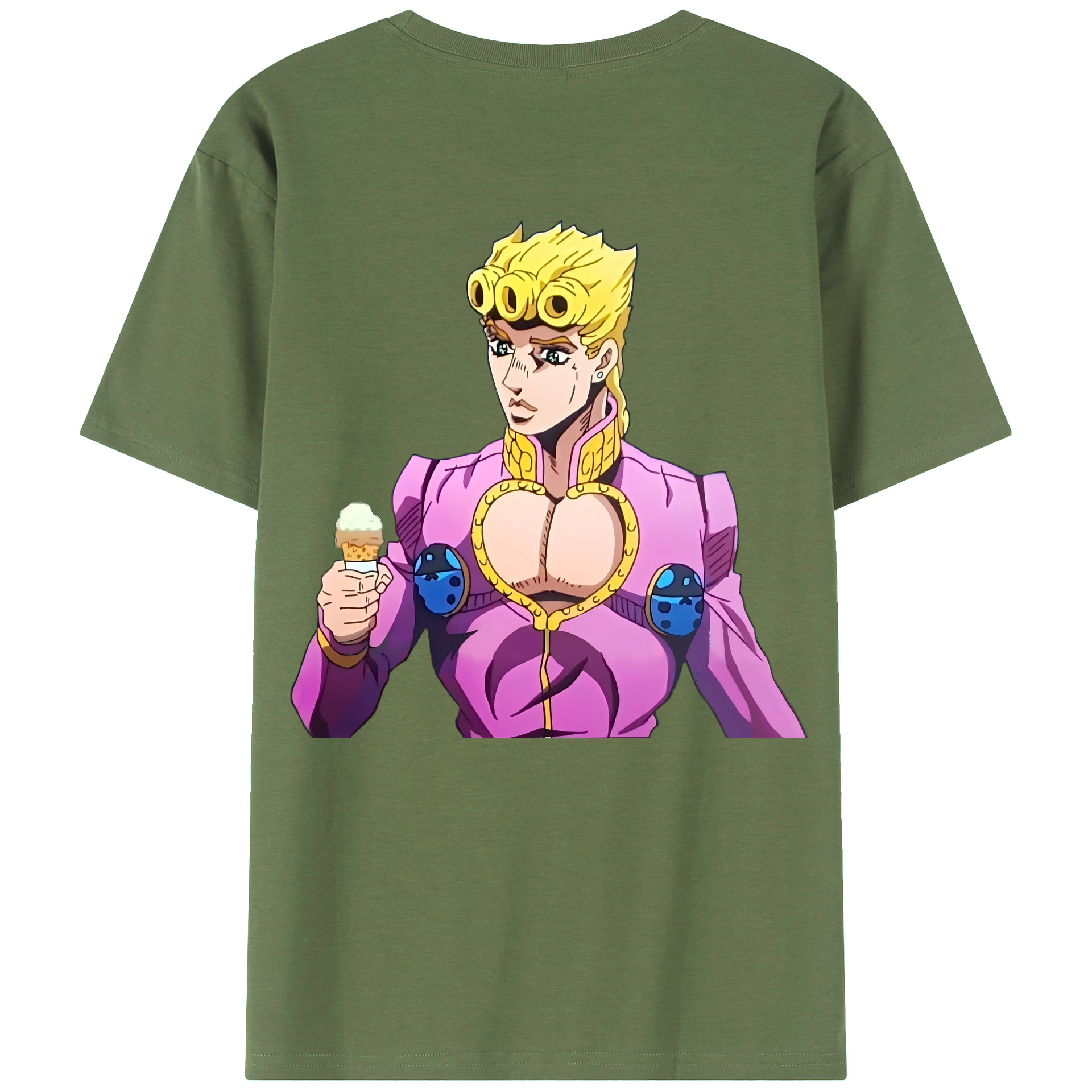 （画像用） ジョジョの奇妙な冒険 ジョルノ?ジョバァーナ JoJo's Bizarre Adventure Giorno Giovanna 綿100％ メンズ半袖Tシャツ（バックプリント） 通気性